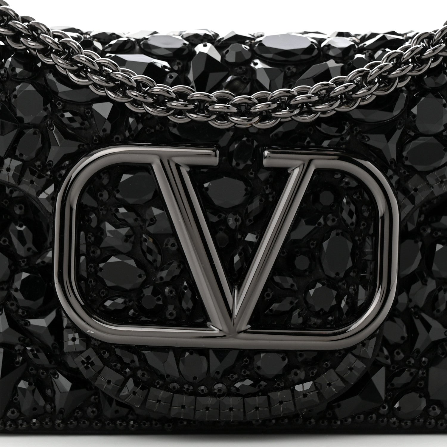 Valentino Garavani Crystal Nappa Monochrome Vlogo Small Loco Shoulder Bag Black 7 of 18