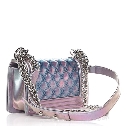 Chanel Iridescent Patent Calfskin PVC Quilted Small Boy Flap Light Purple 3 of 11