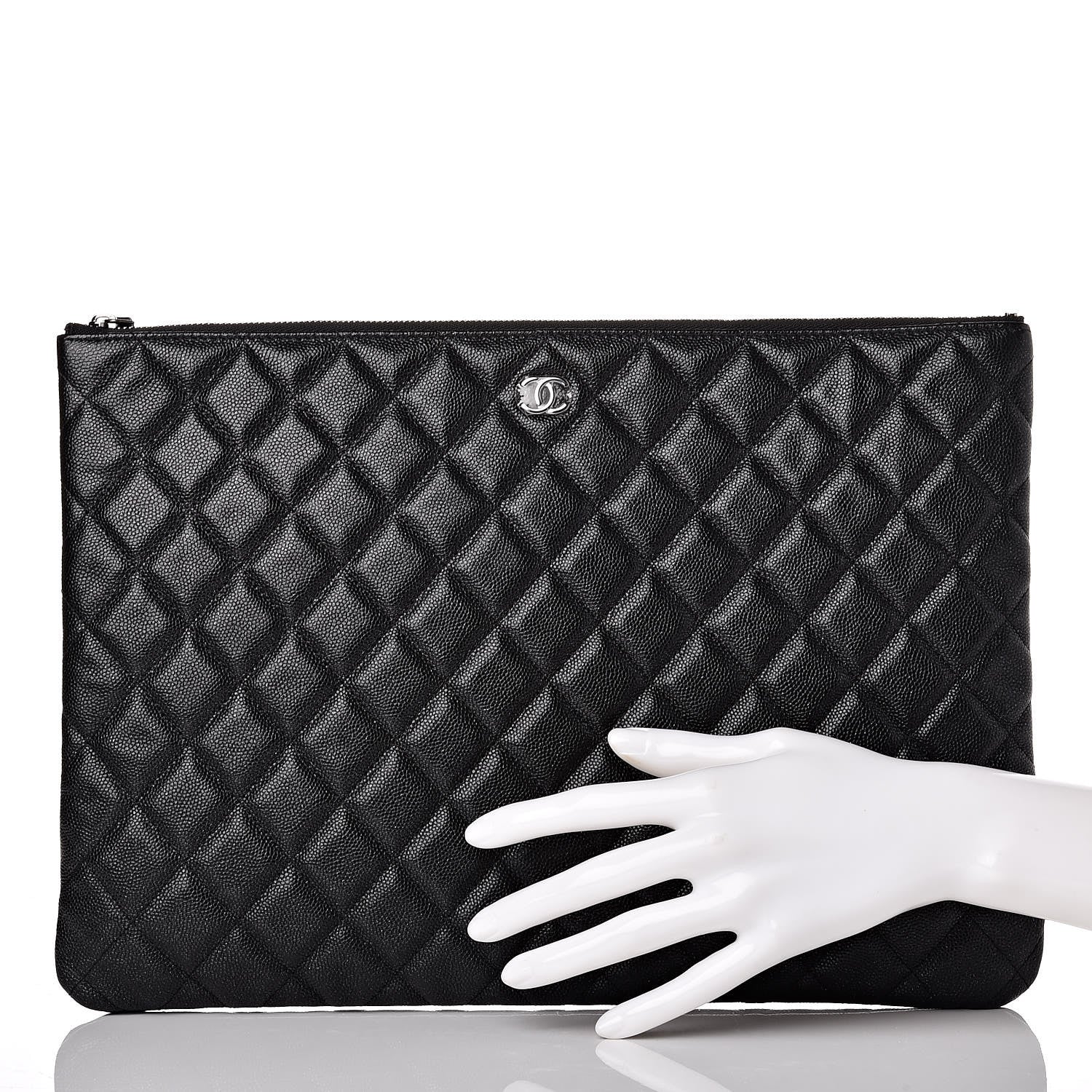 Chanel Iridescent Caviar Quilted Large Cosmetic Case Black 2 of 9