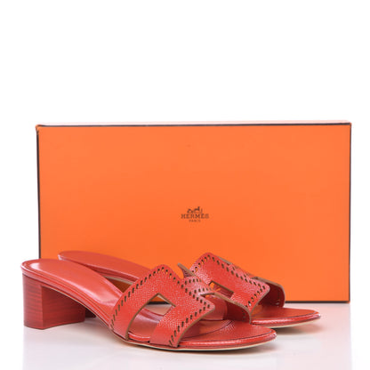Hermes Patent Epsom Perforated Oasis Sandals 39 Pavot 8 of 8