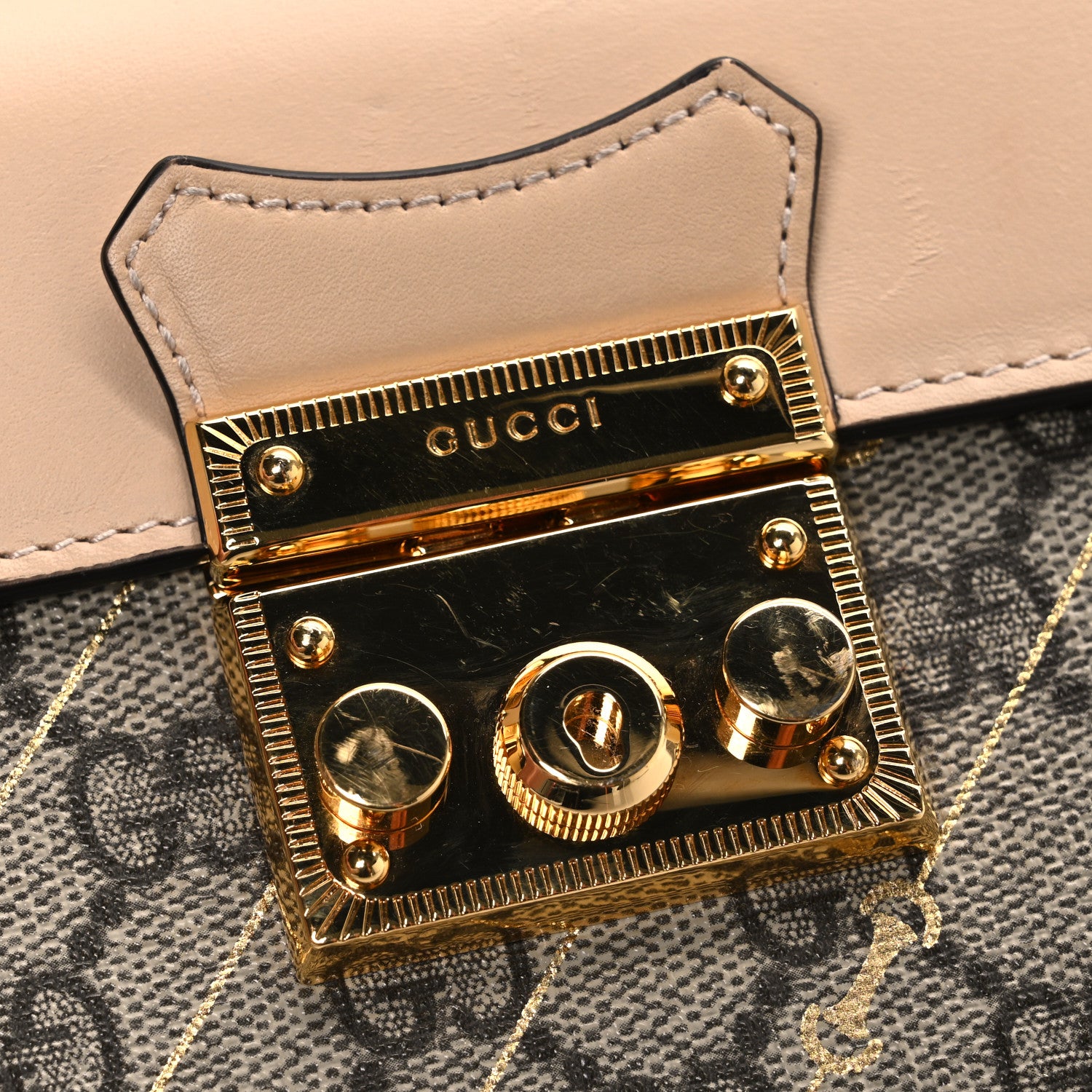 Gucci GG Supreme Monogram Calfskin Horsebit Print Mini Padlock Top