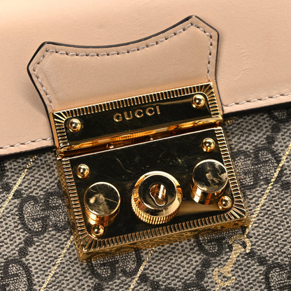 Gucci GG Supreme Monogram Calfskin Horsebit Print Mini Padlock Top Handle Shoulder Bag Beige Ebony Light Pink 10 of 10