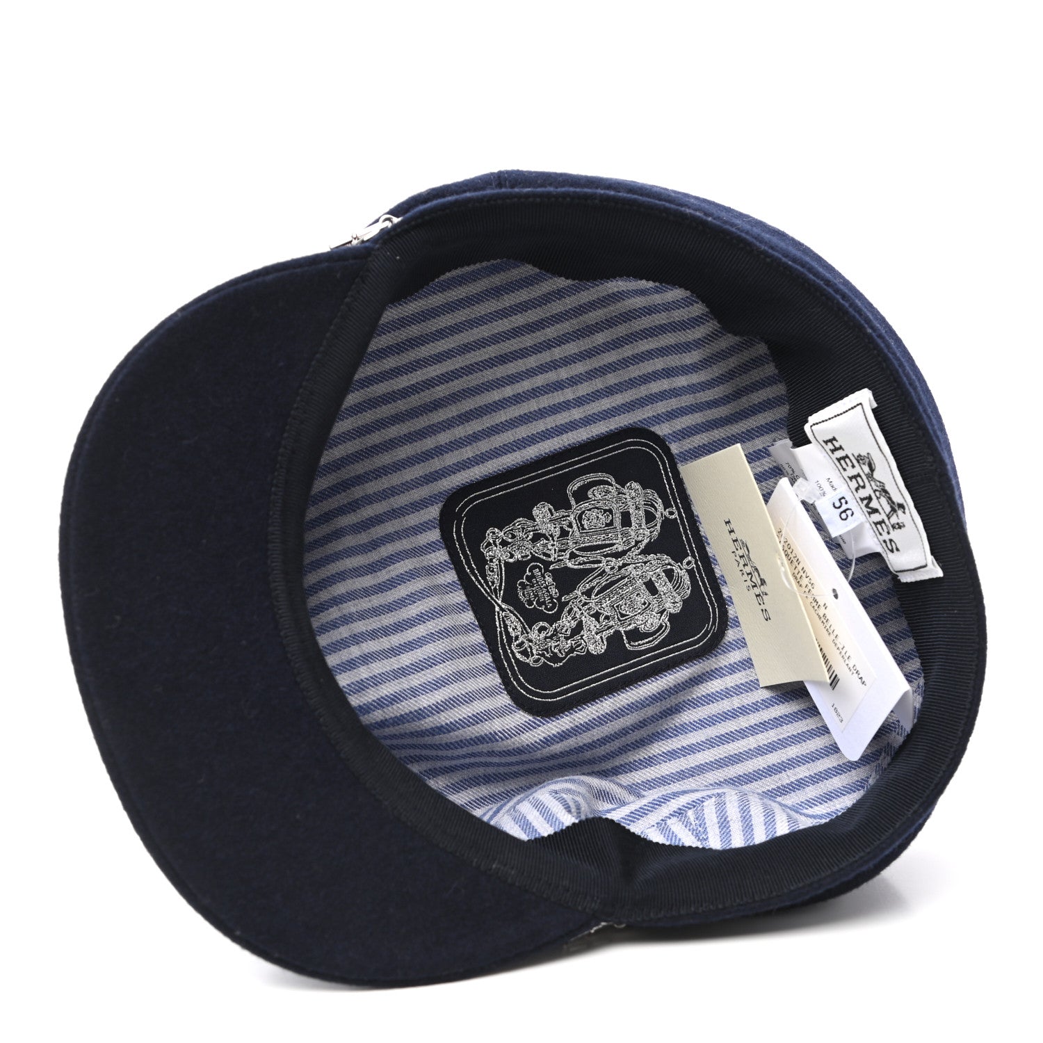 Hermes Cashmere Womens Belle-Ile Cap 56 Navy 5 of 6