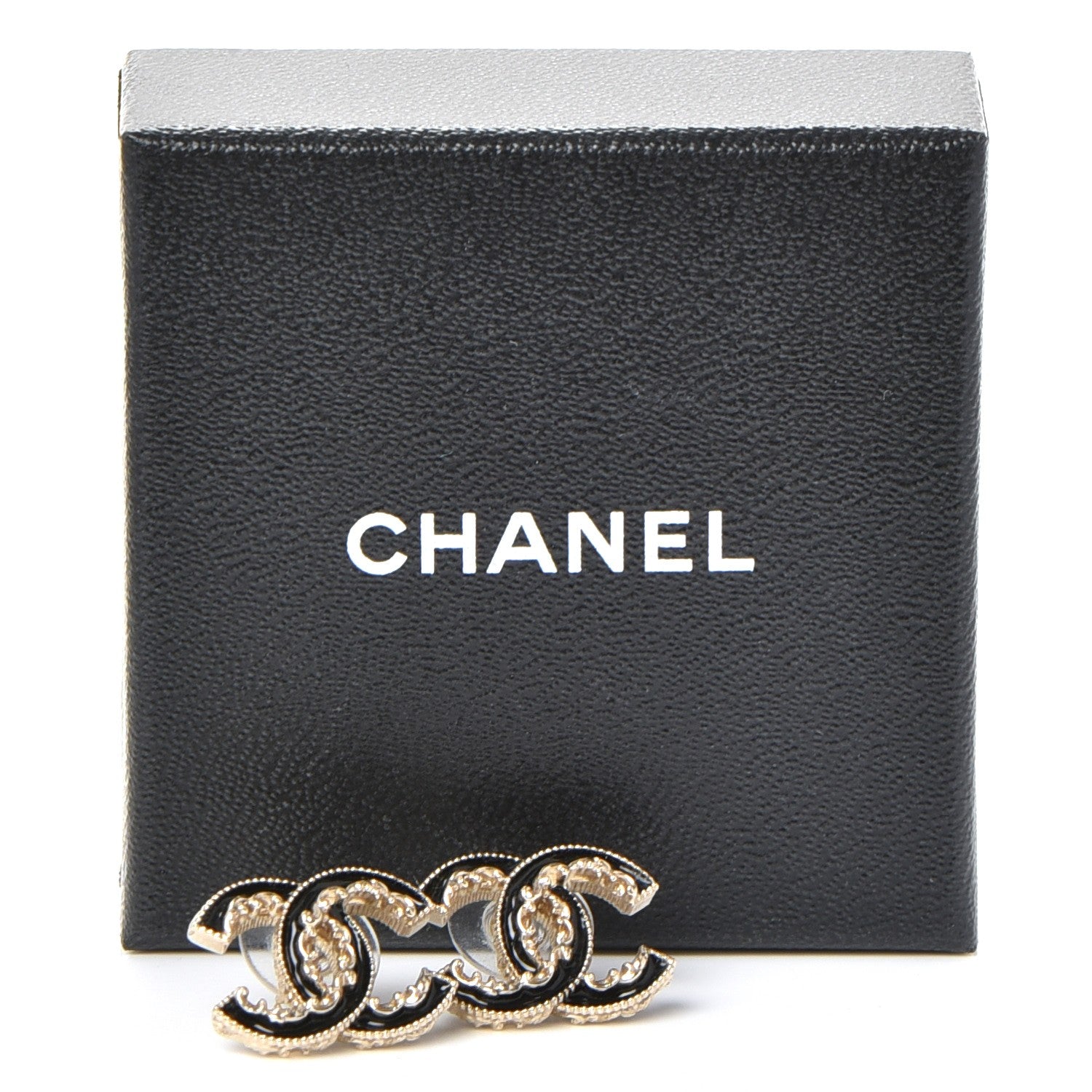 Chanel Enamel CC Baroque Earrings Black Gold 6 of 6