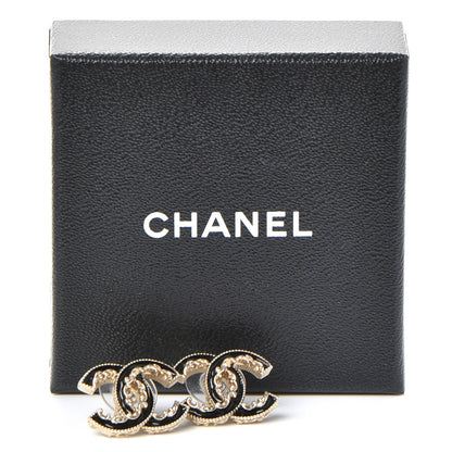 Chanel Enamel CC Baroque Earrings Black Gold 6 of 6