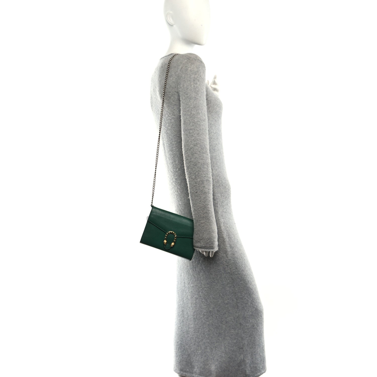 【希少品】GUCCI ミケーレ期 レザーバングル グリーン Gucci Calfskin Mini Dionysus Chain Wallet Emerald 1893643