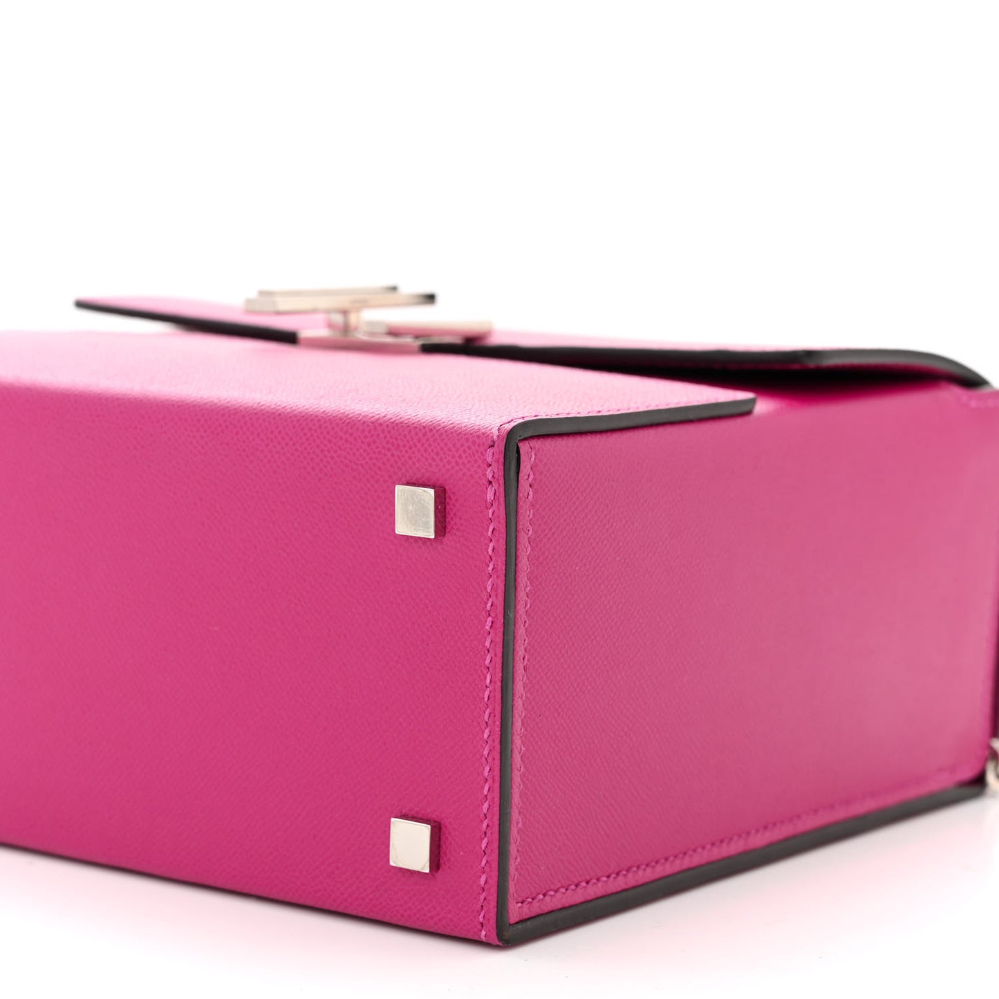 Madame Calfskin Cinhetic Boxy Top Handle Bag Rose Pourpre