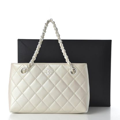 Chanel Iridescent Lambskin Quilted Pochette White 13 of 13
