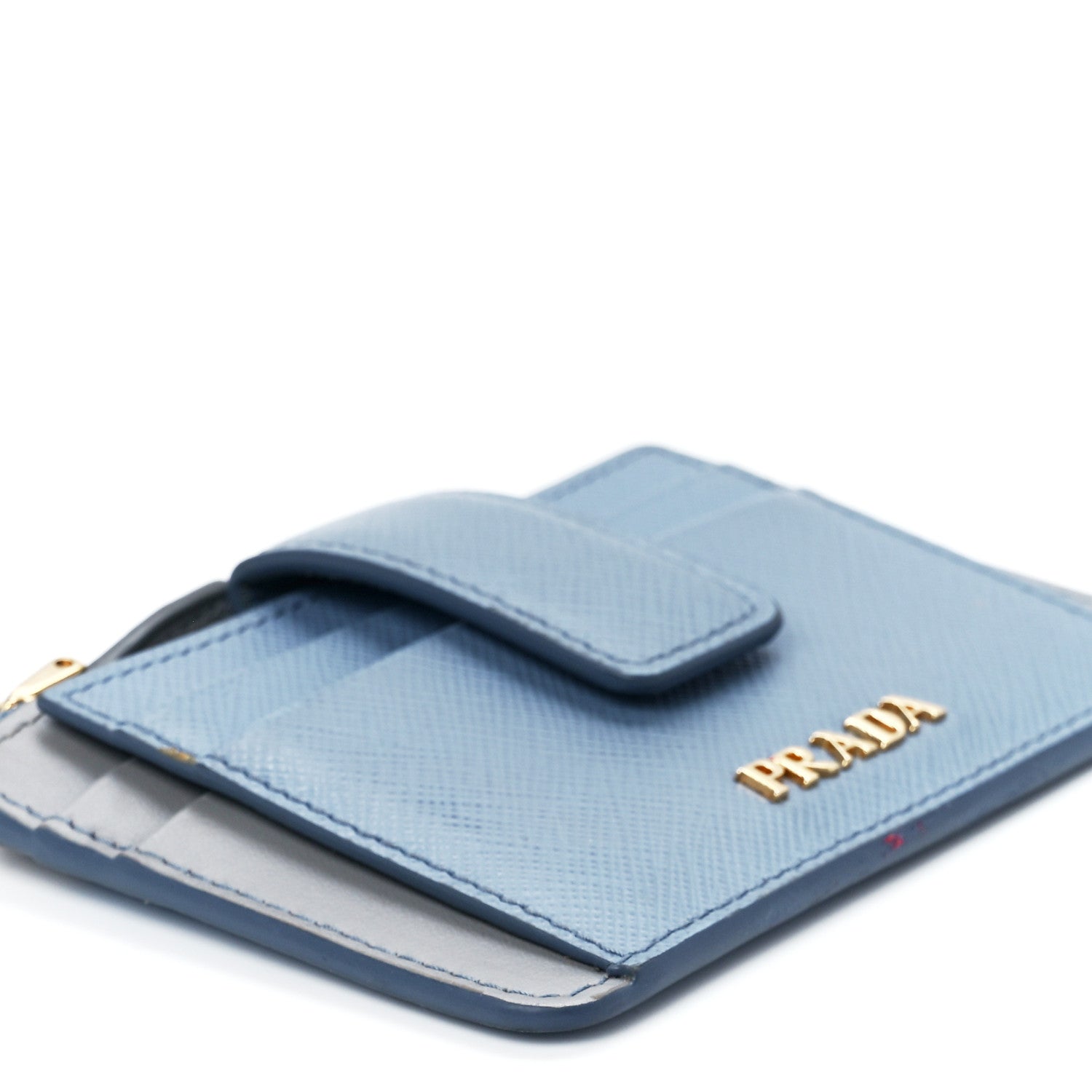 Prada Saffiano City Calf Coin Case Card Holder Astrale Nube 9 of 13
