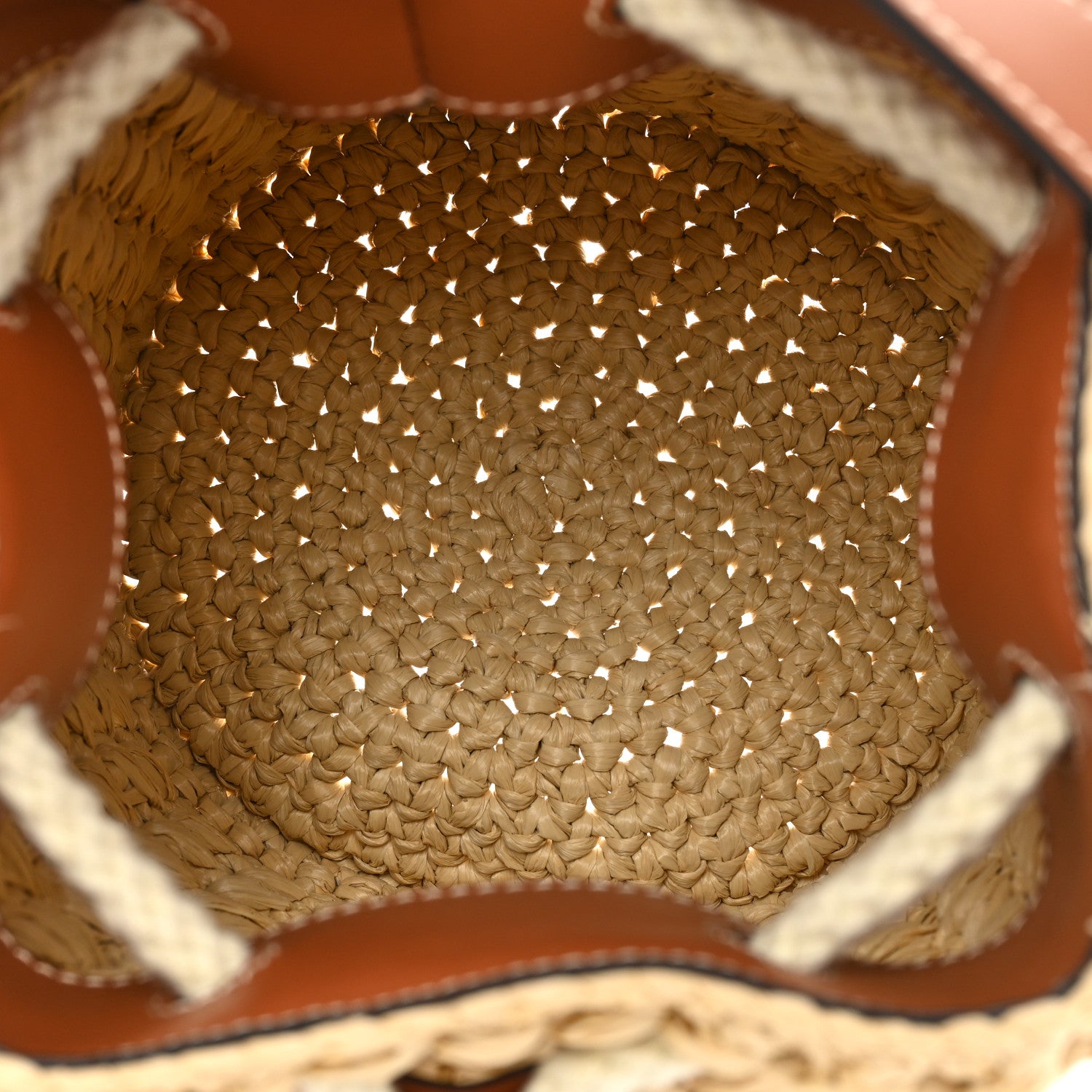 Celine Raffia Calfskin Drawstring Teen Natural Tan 5 of 9