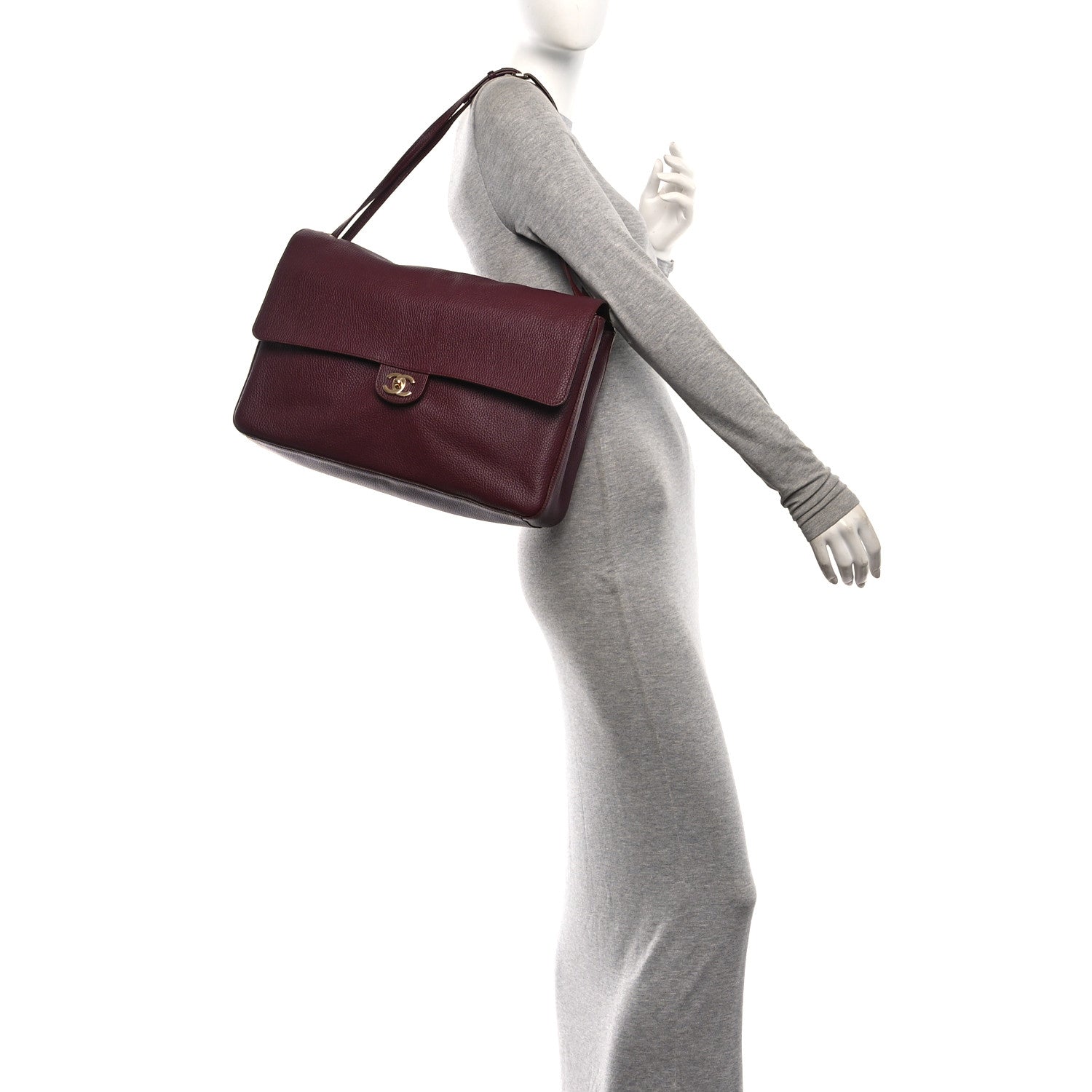 Chanel Grained Calfskin Souplissimo Maxi Flap Burgundy 2 of 11