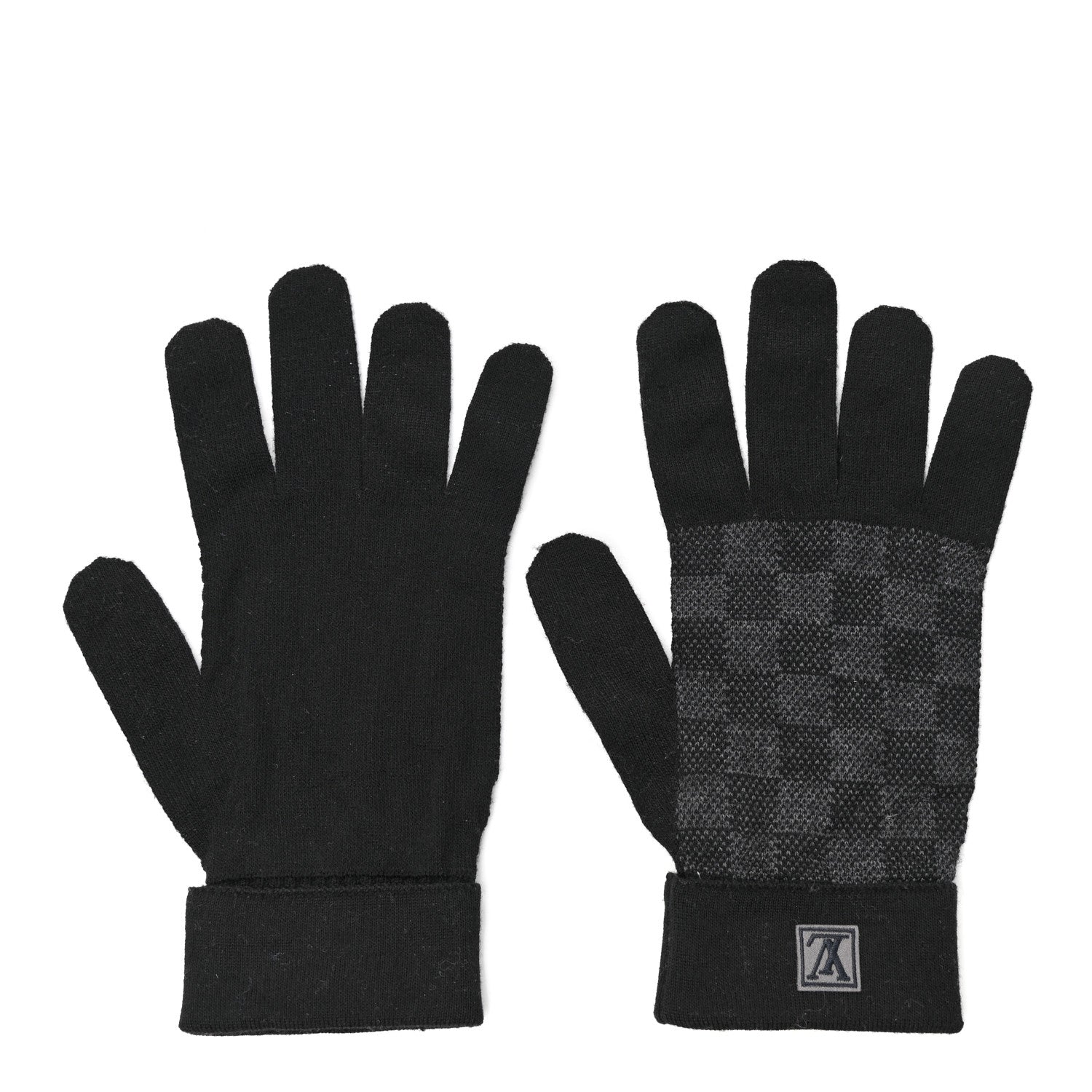 Louis Vuitton Wool Petit Damier Gloves Black 1 of 4