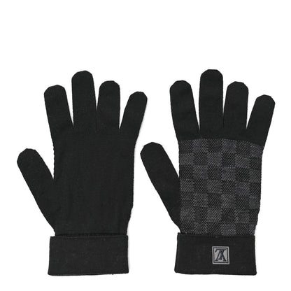 Louis Vuitton Wool Petit Damier Gloves Black 1 of 4