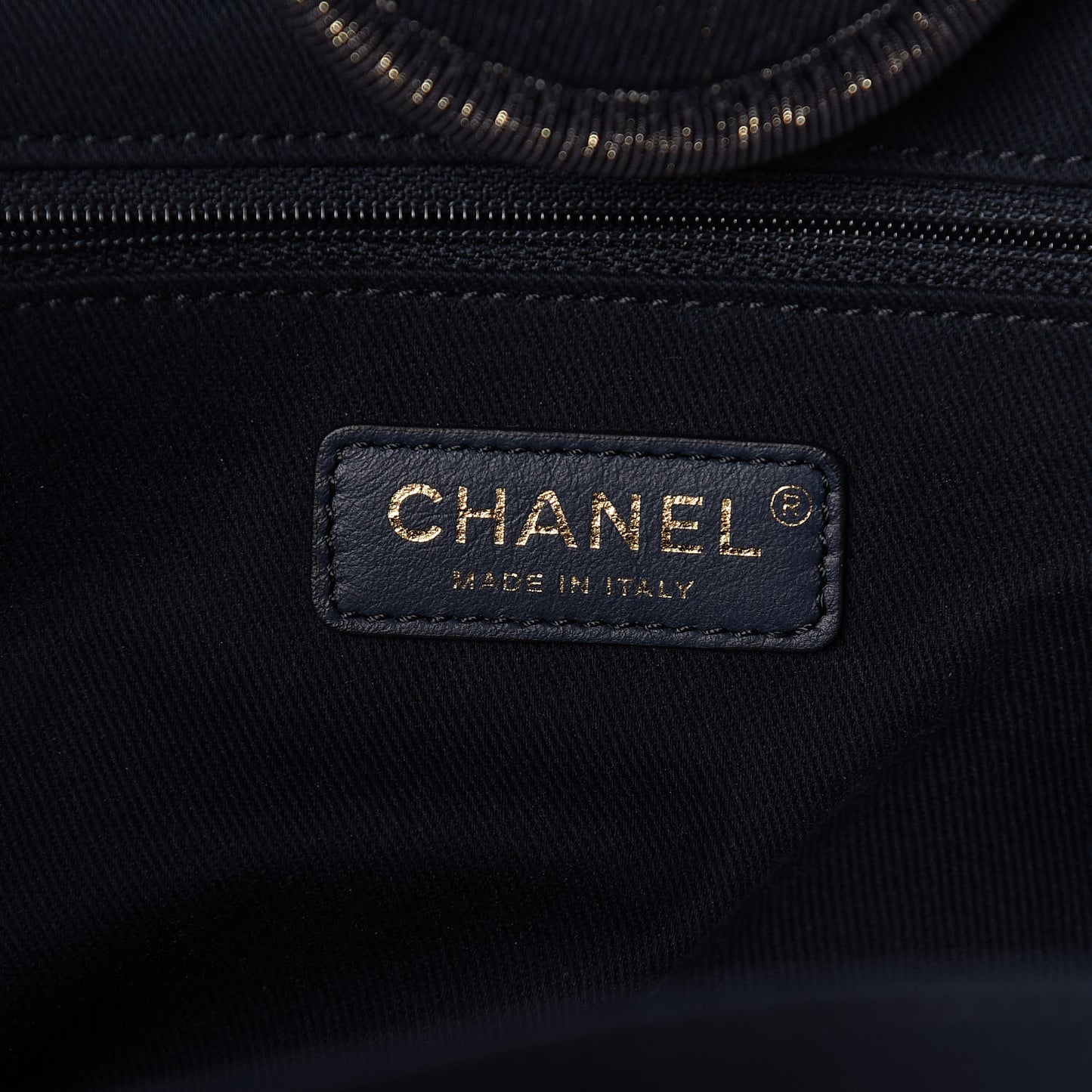 Lurex Canvas Medium Deauville Tote Navy Blue Gold