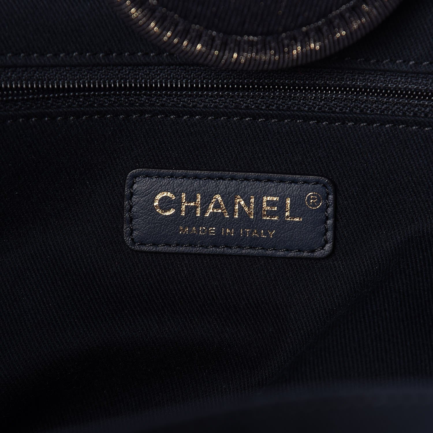 Chanel Lurex Canvas Medium Deauville Tote Navy Blue Gold 6 of 11