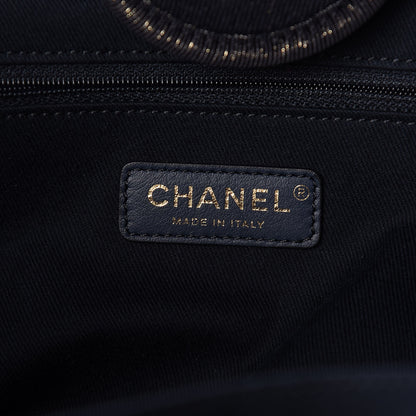 Chanel Lurex Canvas Medium Deauville Tote Navy Blue Gold 6 of 11