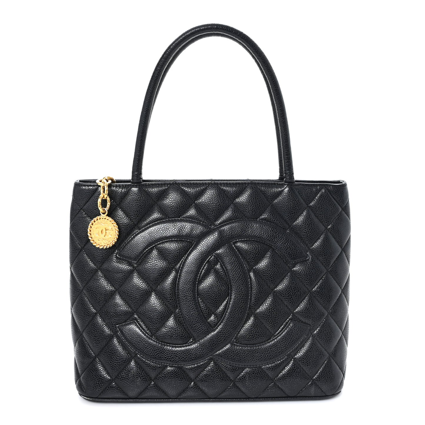 Caviar Quilted Medallion Tote Black