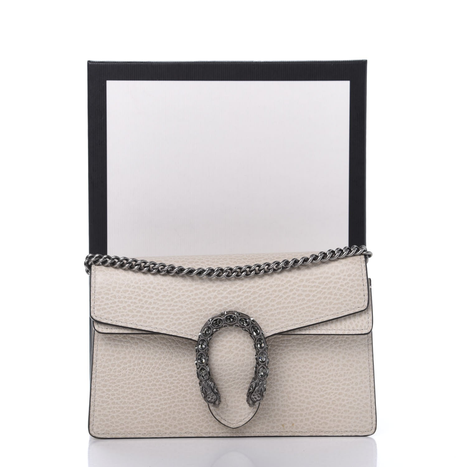 Gucci Dollar Calfskin Crystal Super Mini Dionysus Shoulder Bag Mystic White Black Diamond 14 of 14