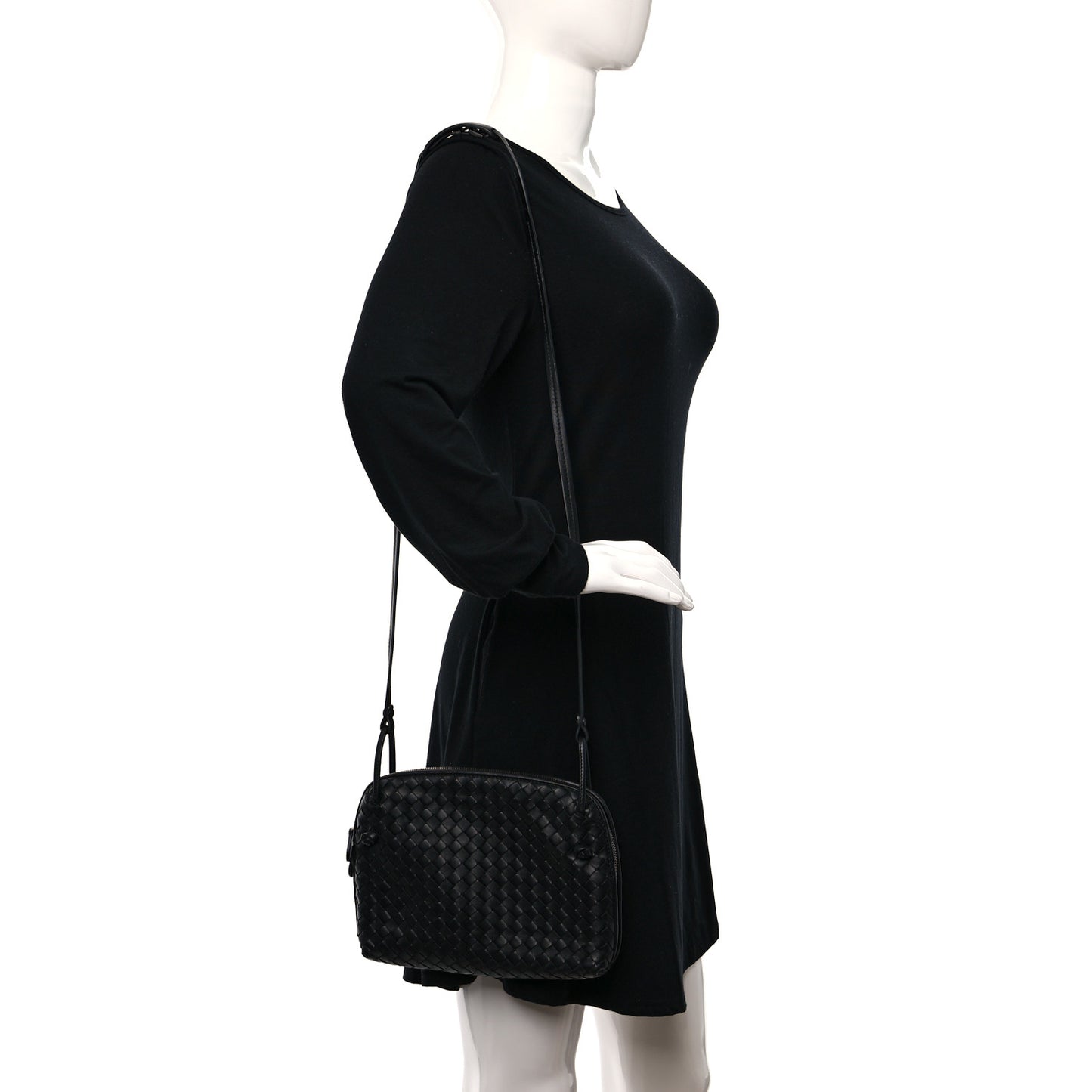 Nappa Intrecciato Nodini Crossbody Messenger Black