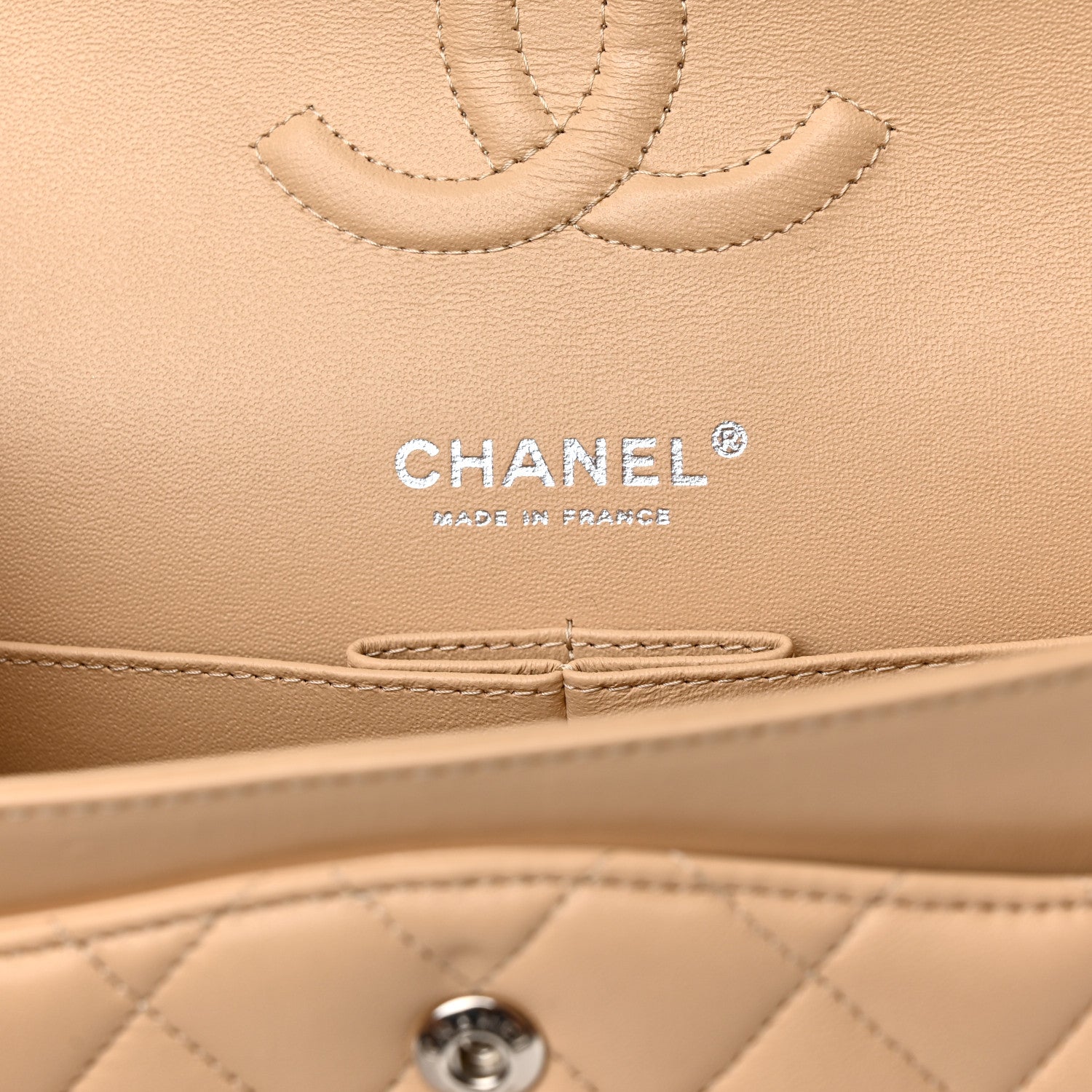 Chanel Lambskin Quilted Medium Double Flap Beige 6 of 10