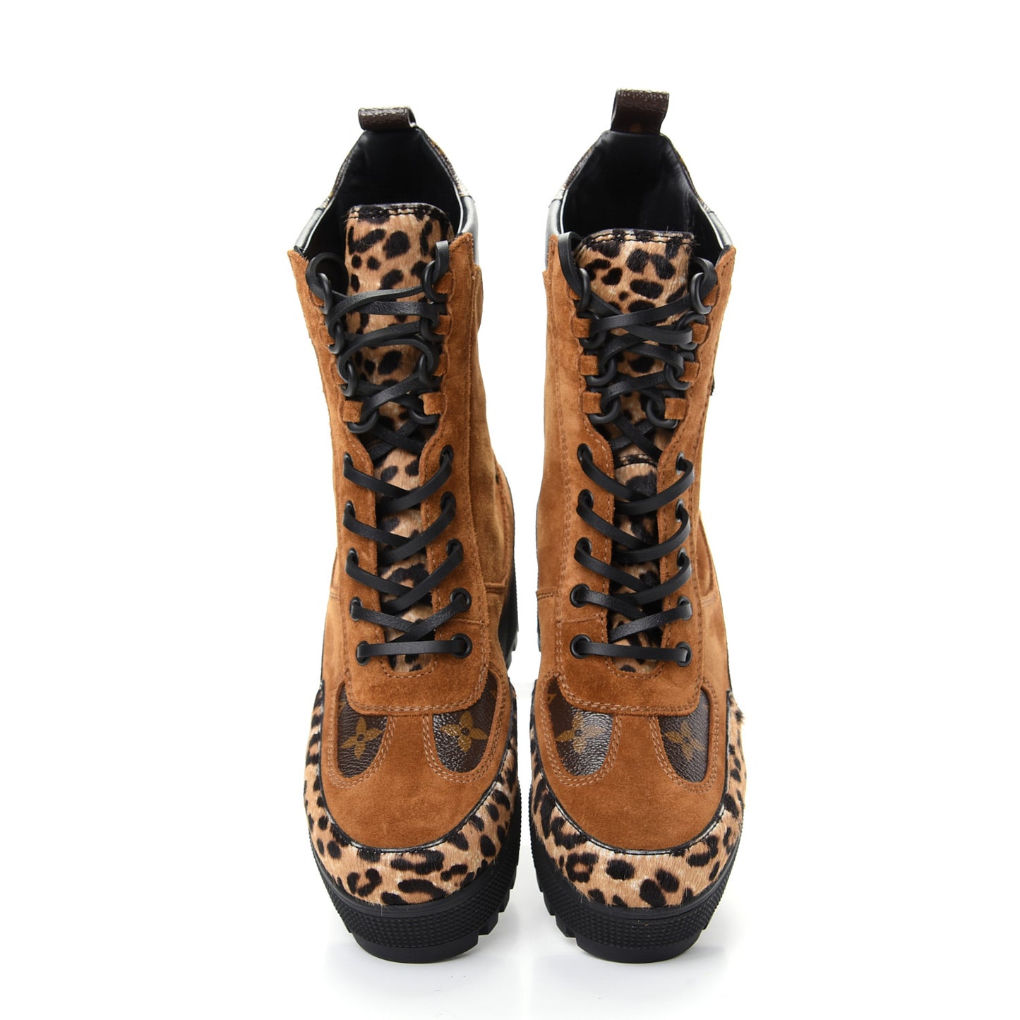 Suede Calfskin Monogram Laureate Platform Desert Boots 36 Cognac