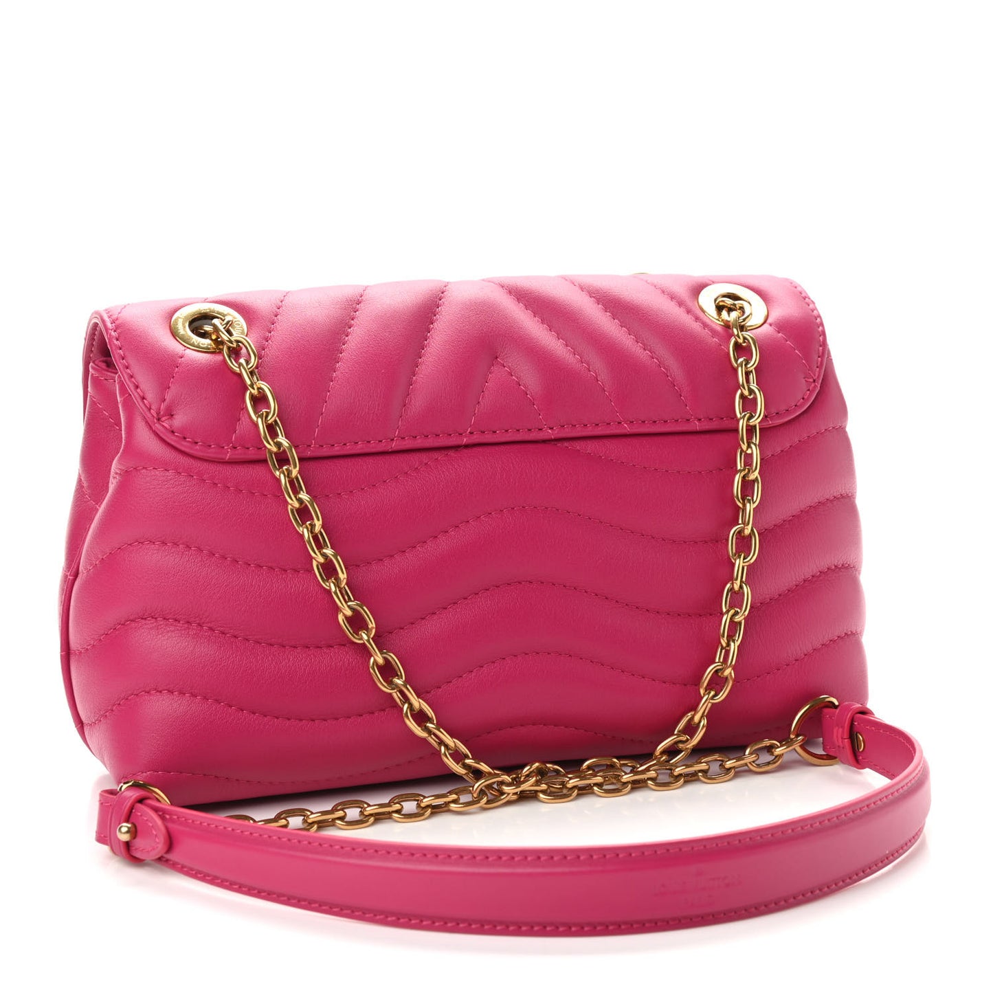 Calfskin LV New Wave Chain Bag Rose Freesia