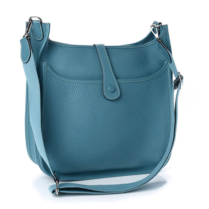 Hermes Taurillon Clemence Evelyne III GM Blue Jean 3 of 11