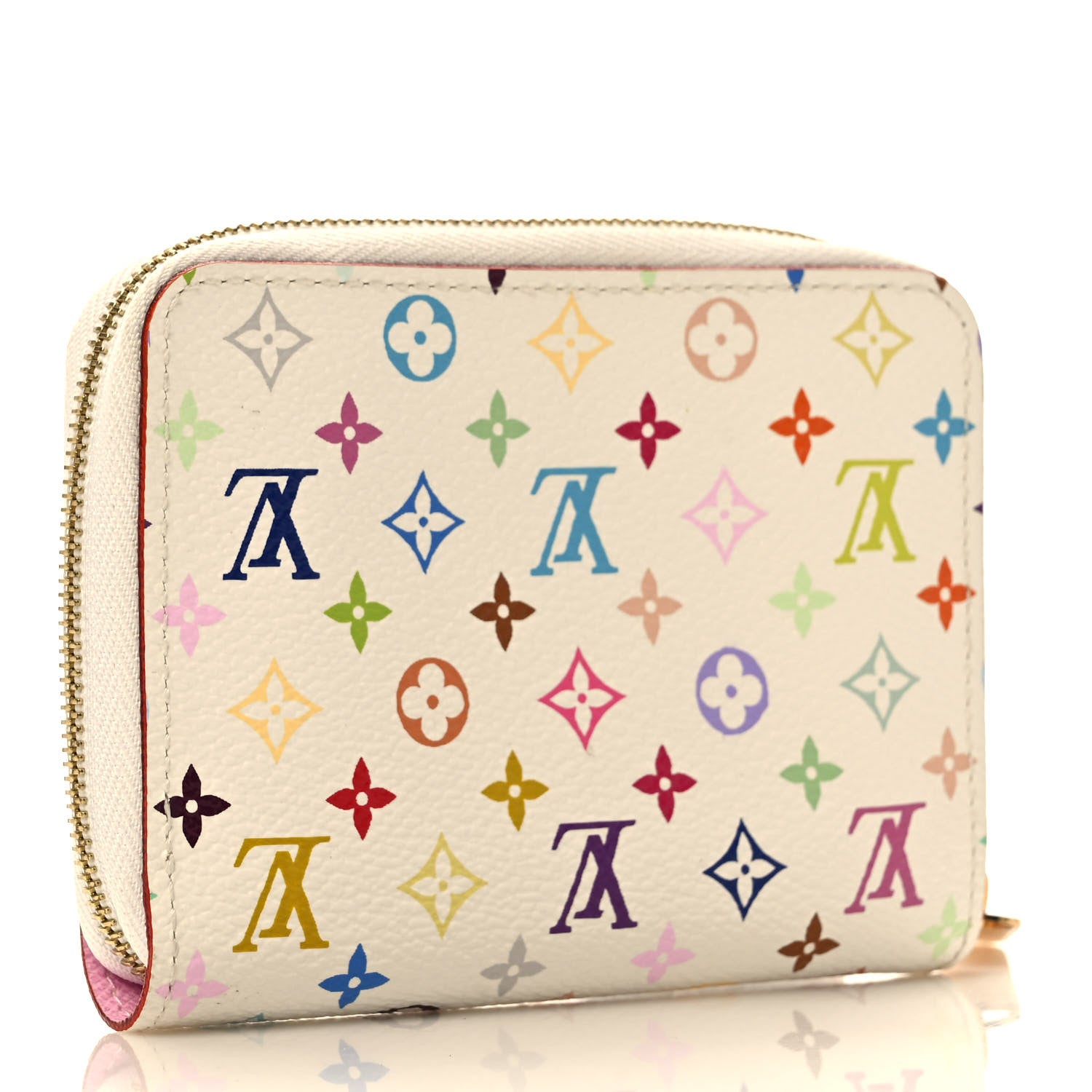 Louis Vuitton Monogram Multicolor Zippy Coin Purse Wallet White Litchi 3 of 6