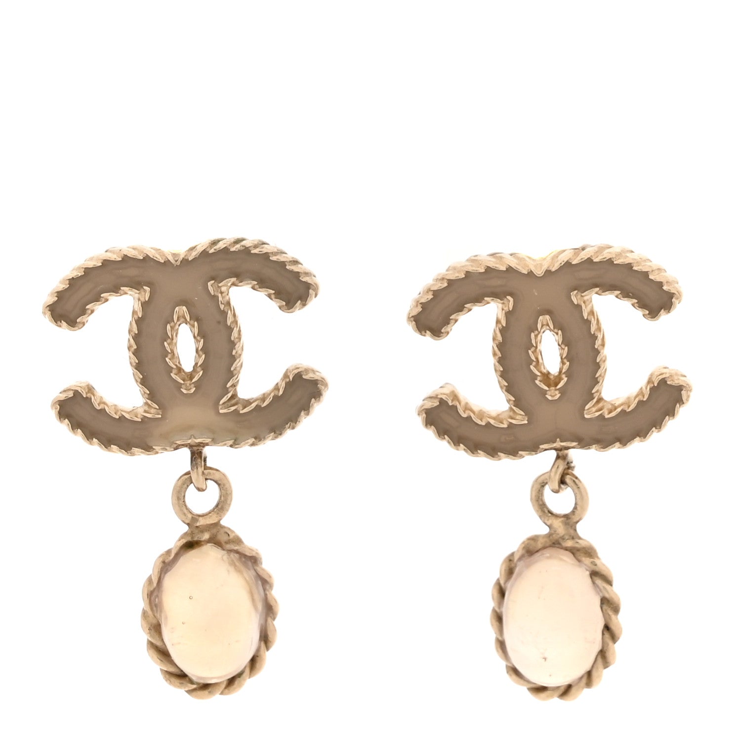 Chanel CC Crystal Drop Earrings Matte Gold 1 of 5