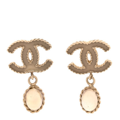 Chanel CC Crystal Drop Earrings Matte Gold 1 of 5