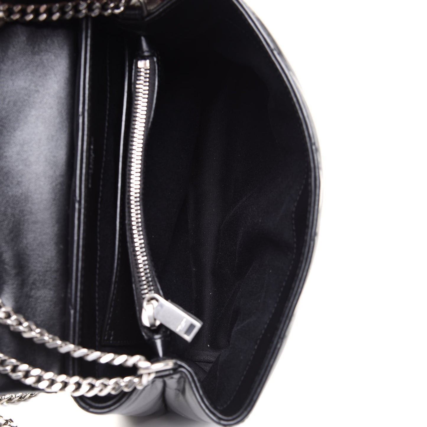 Calfskin Y Quilted Monogram Small Loulou Chain Satchel Black
