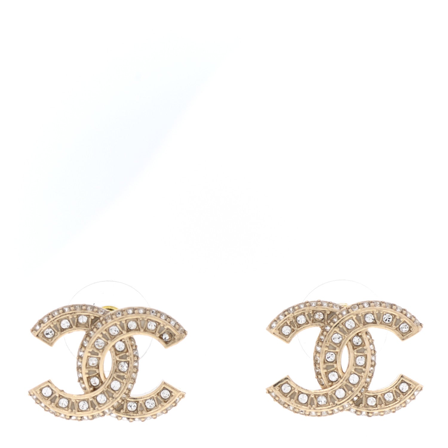 Chanel Crystal CC Earrings Light Gold 1 of 5