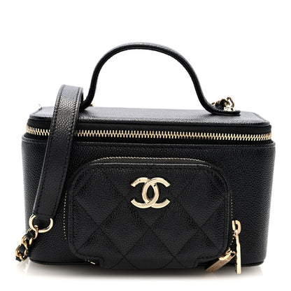 Chanel Caviar Quilted Top Handle Pocket Vanity Case Black 1 of 10