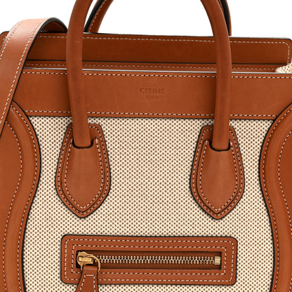 Celine Textile Smooth Calfskin Nano Luggage Tan White 9 of 14