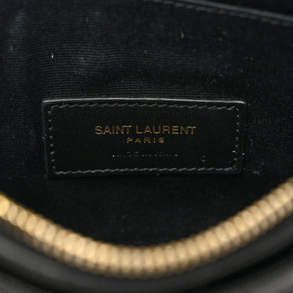 Saint Laurent Grain De Poudre Chevron Monogram Bill Pouch Black 6 of 8