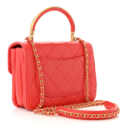 Chanel Calfskin Quilted Metal Small Top Handle Envelope Flap Red 3 of 12