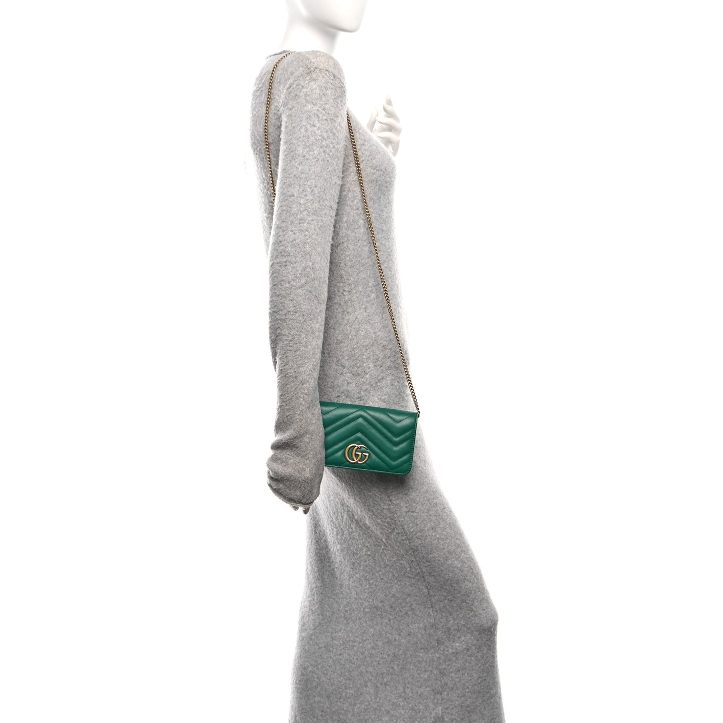 Calfskin Matelasse GG Marmont Mini Bag Emerald Green