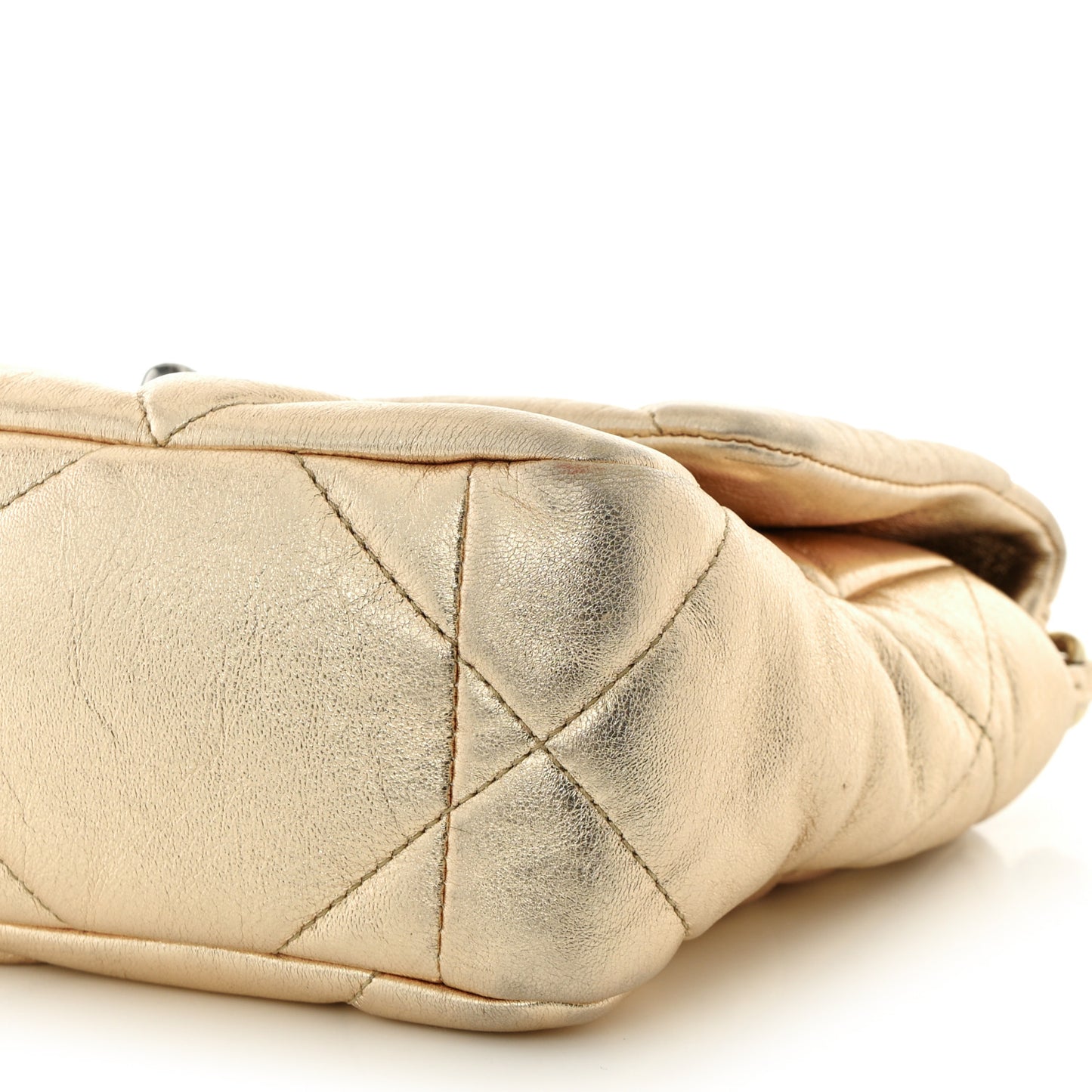 Metallic Lambskin Quilted Medium 19 Flap Gold
