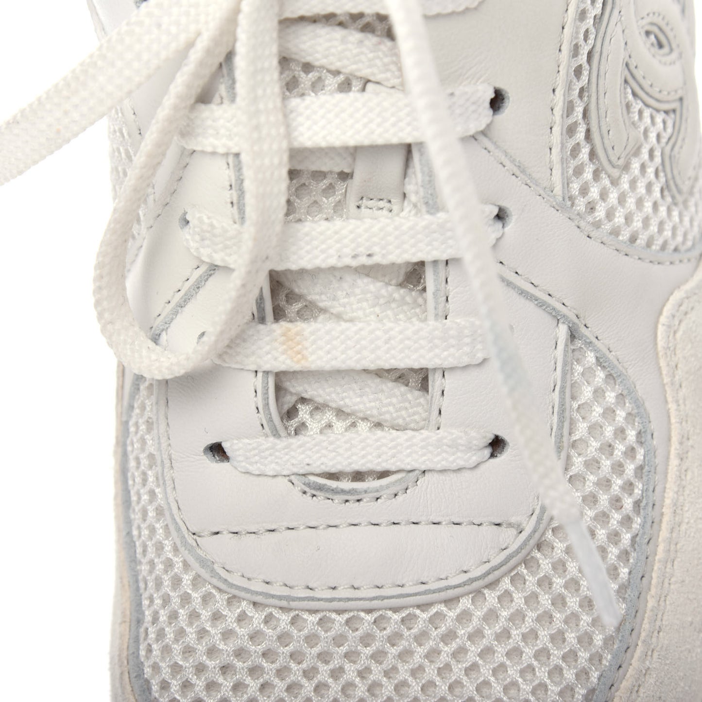 Suede Calfskin CC Sneakers 37 White Pink Green