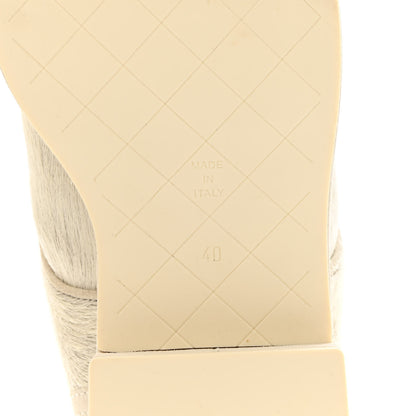 Chanel Suede Pony Hair Shearling Lace Up Combat Boots 40 White 6 of 11