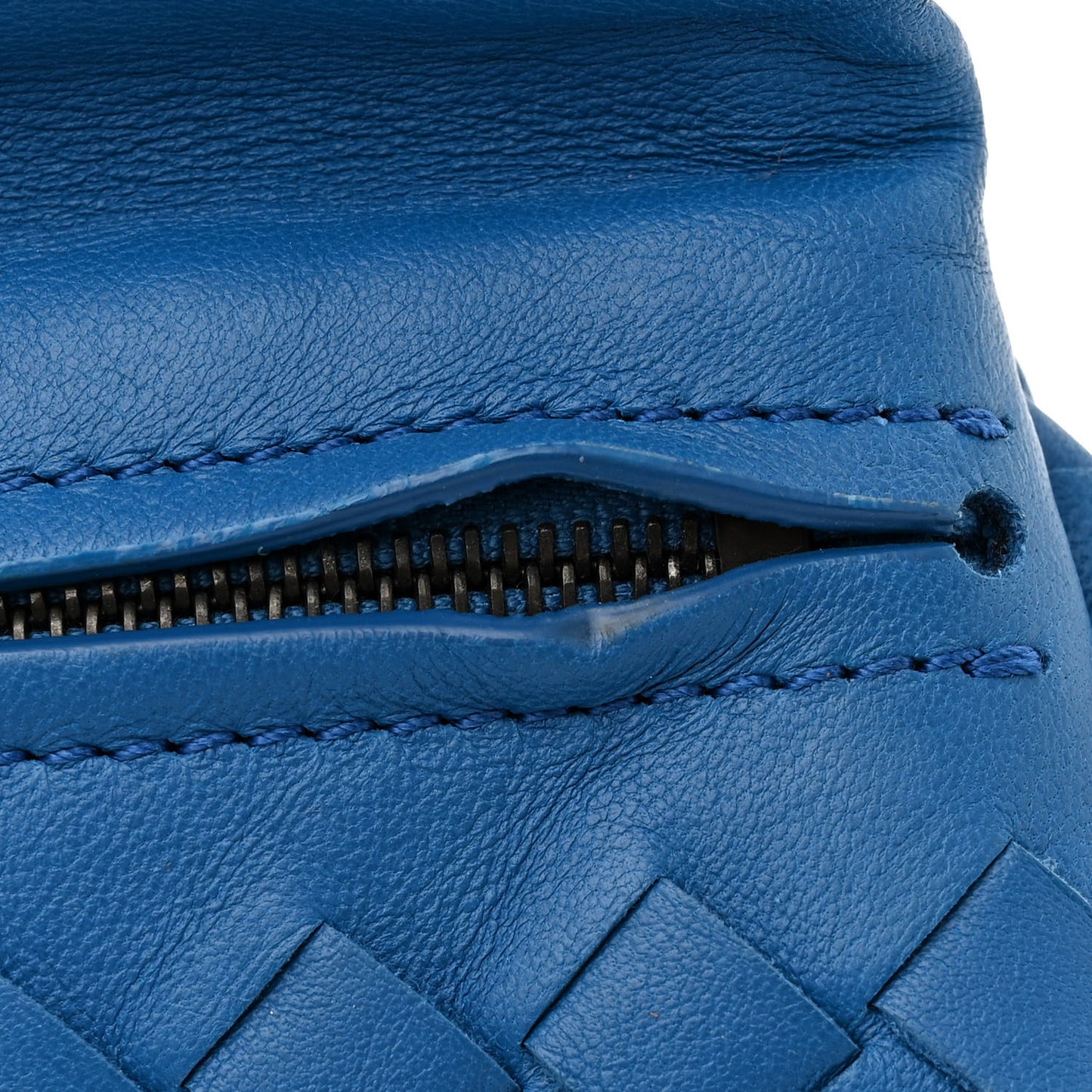 Nappa Intrecciato Small Chain Crossbody Blue
