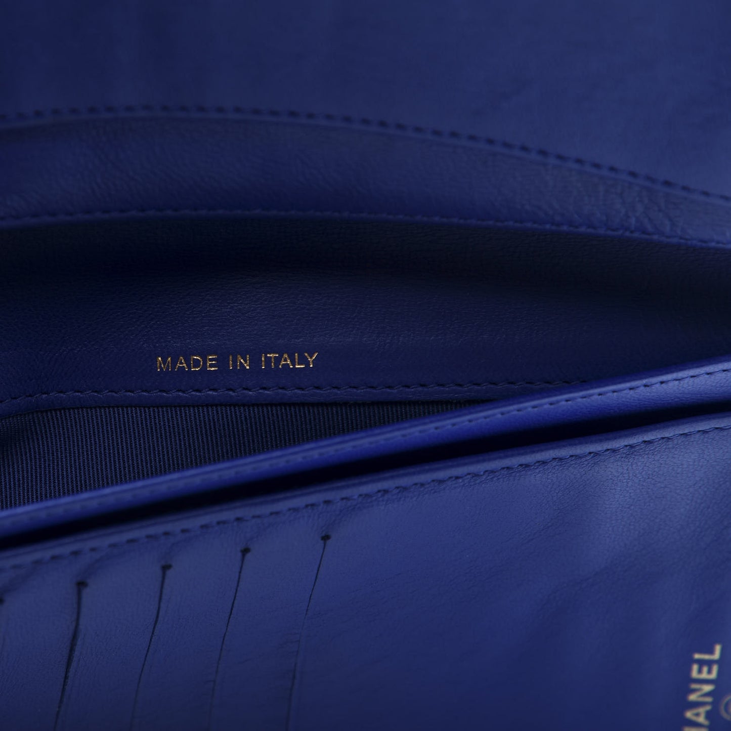 Lambskin Quilted Yen Wallet Blue