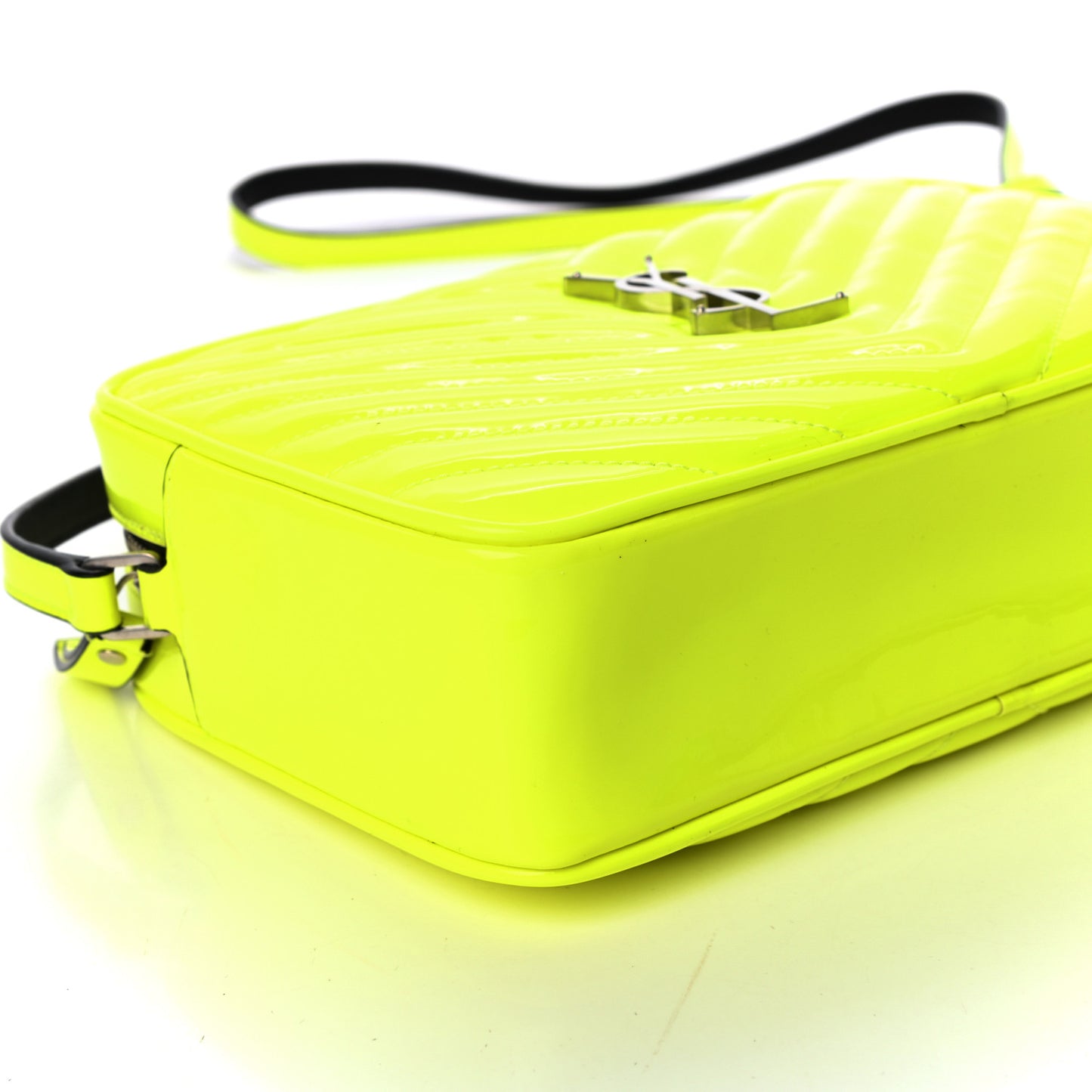 Patent Calfskin Matelasse Monogram Lou Camera Bag Neon Yellow