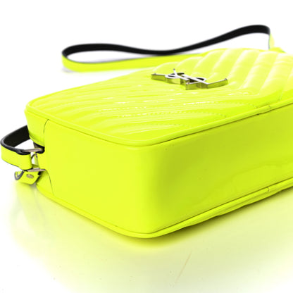 Saint Laurent Patent Calfskin Matelasse Monogram Lou Camera Bag Neon Yellow 8 of 10