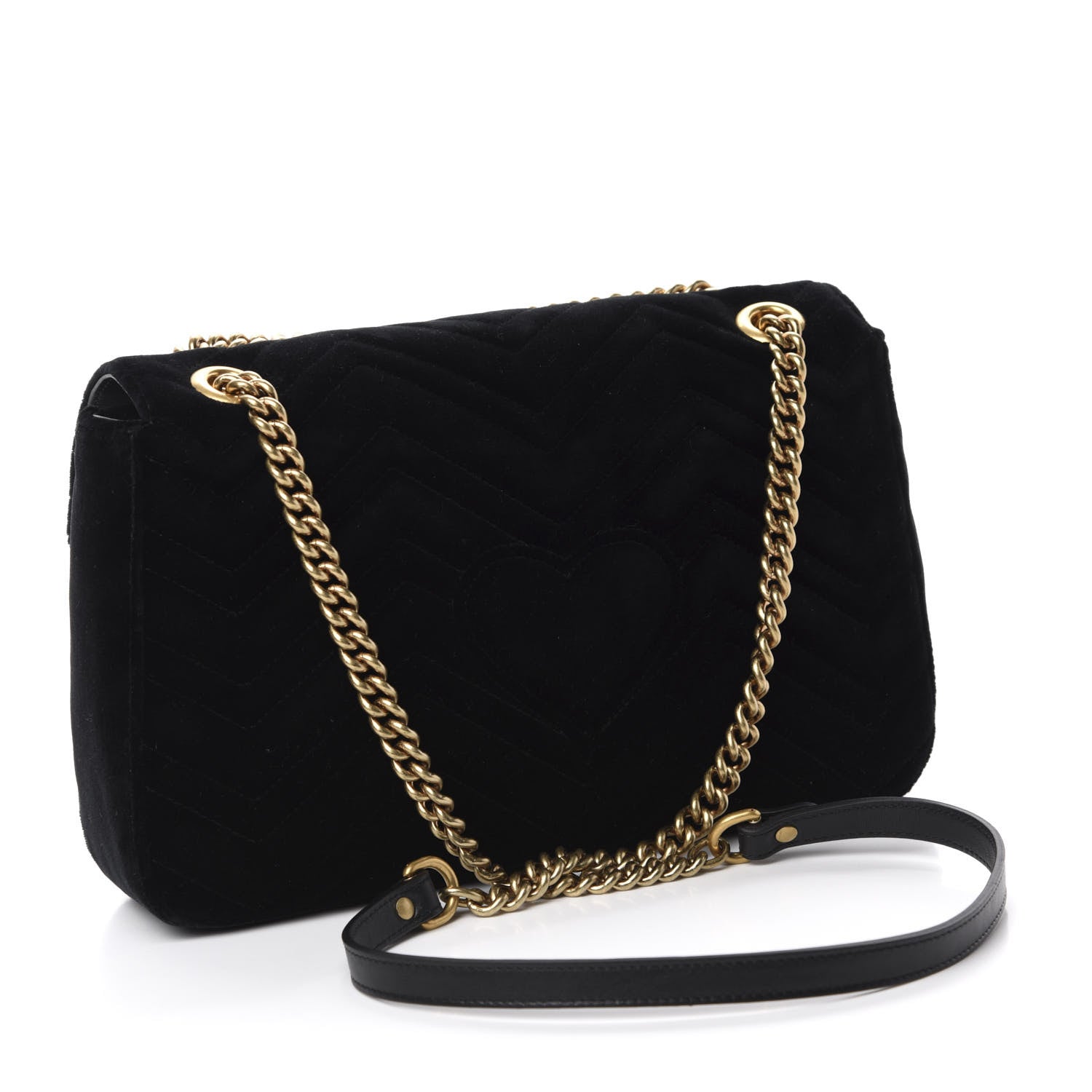 Gucci Velvet Matelasse Loved Embroidered Medium GG Marmont Shoulder Bag Black 3 of 10