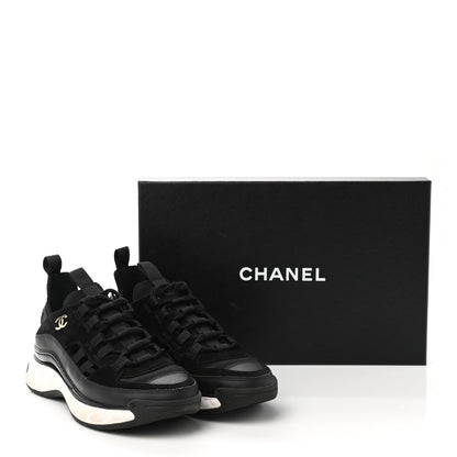 Chanel Velvet Calfskin Mixed Fibers CC Sneakers 36.5 Black 9 of 9