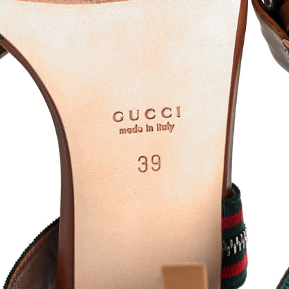 Gucci Calfskin Web Zip Sandals 39 Cuir 6 of 8