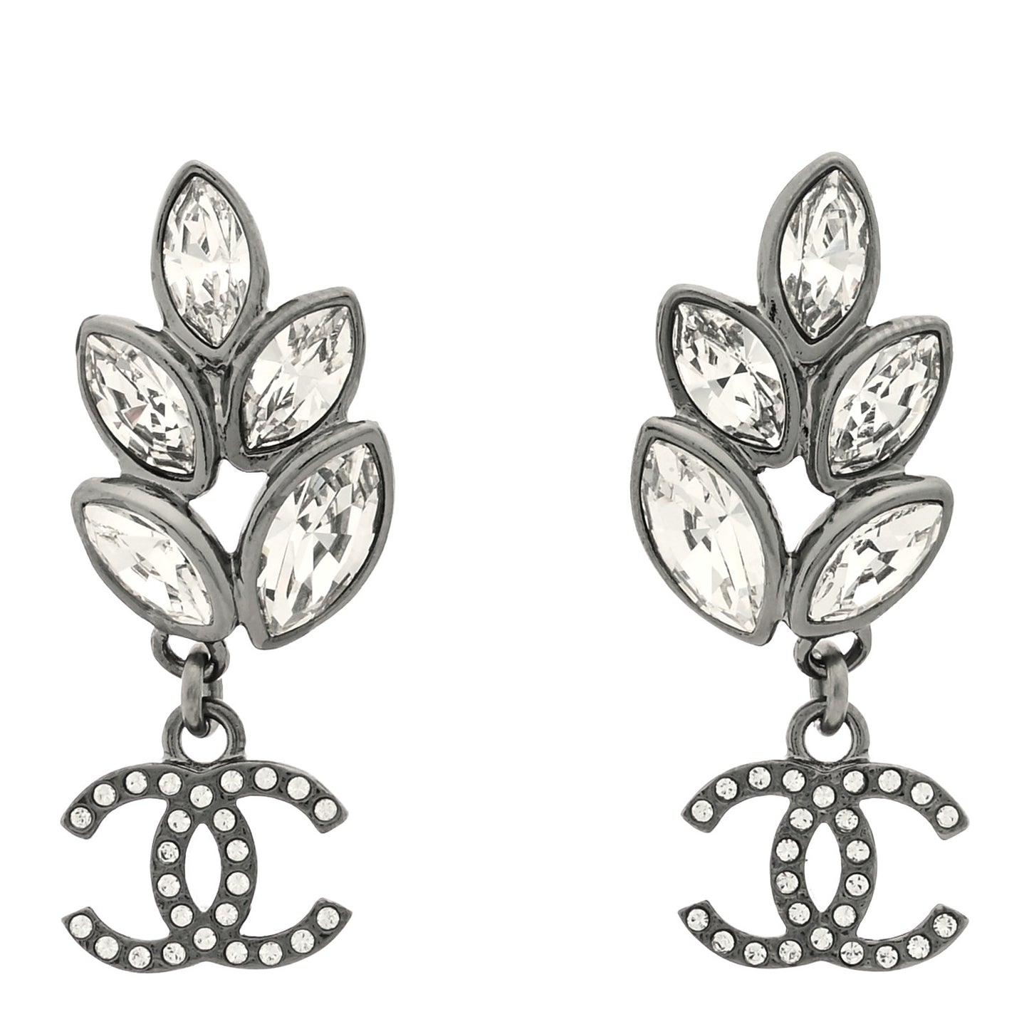 Crystal Sparkling Wheat CC Drop Earrings Silver