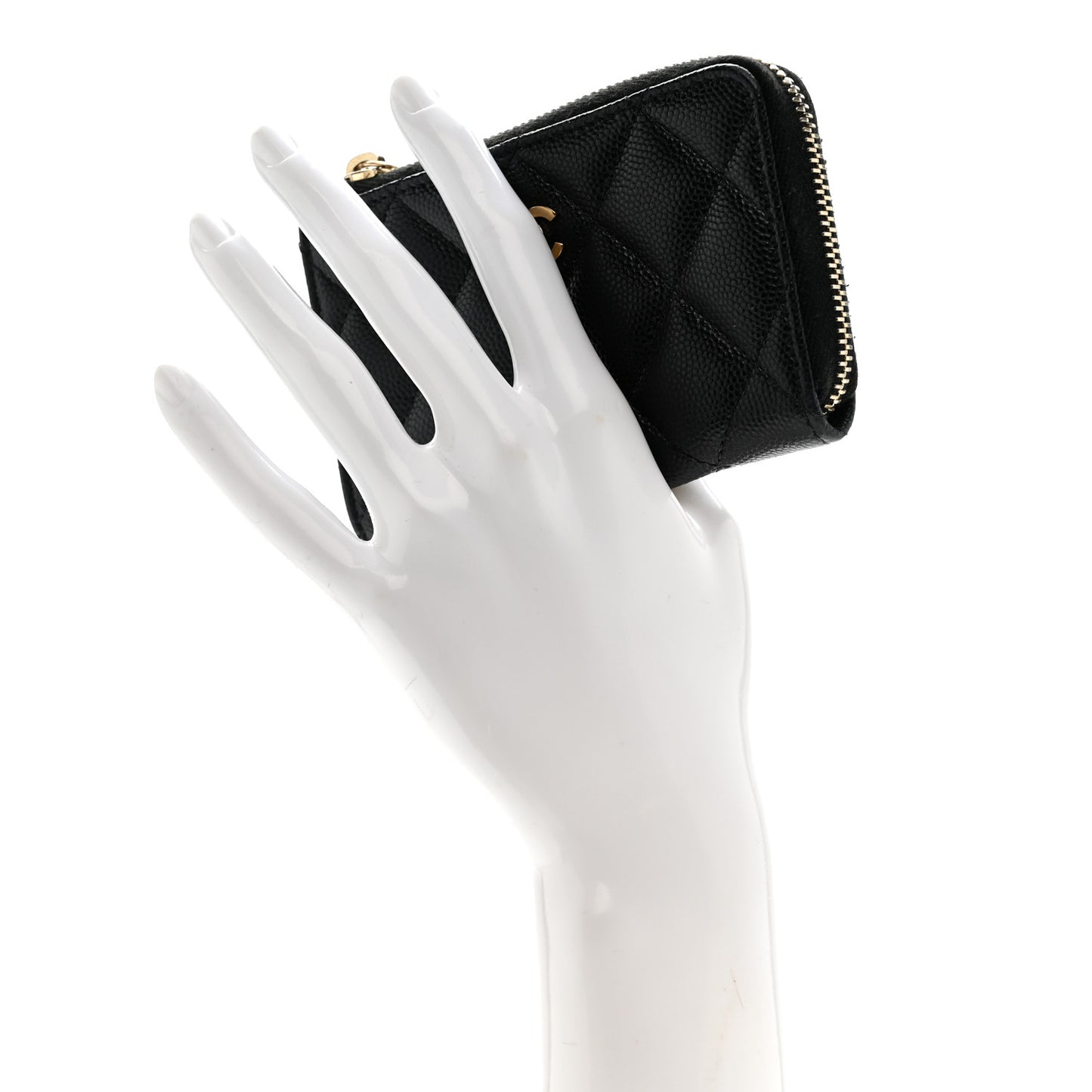 Caviar Quilted Zipped Key Holder Case Black