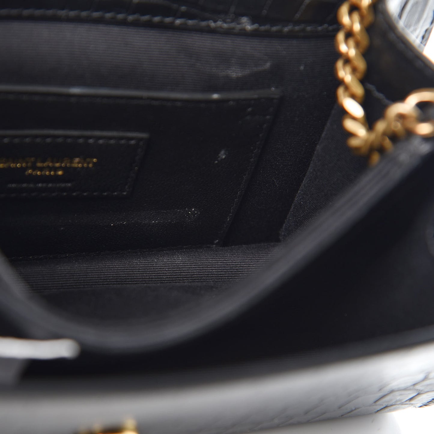 Calfskin Crocodile Embossed Small Monogram Sunset Black